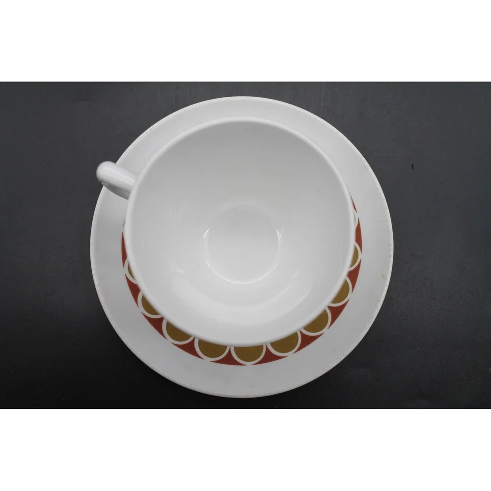 Vintage Corning Pyroceram Danish Modern Cups & Saucers Set of 2 MCM